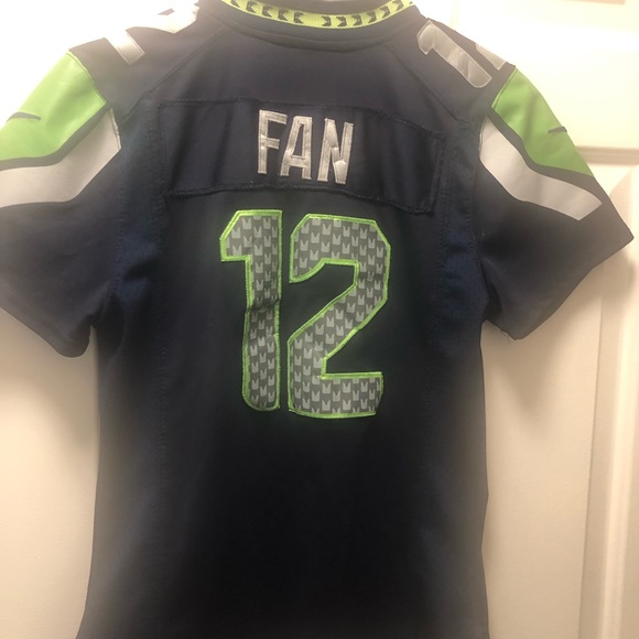 Nike On Field NFL Authentic Seattle Seahawks #12 Fan  Blue Lime Jersey Sz SM - Picture 9 of 11